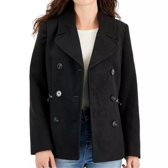 NWT Maralyn & Me Double-Breasted Peacoat in Black Womens Juniors Size XS - Picture 1 of 5